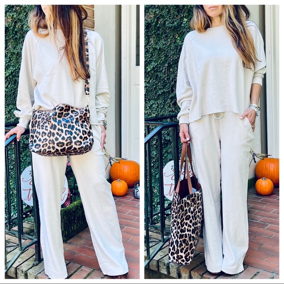 Bone 100% cotton chic 2 Piece Top and Wide leg pants set - Picture 2 of 10